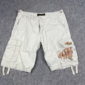 Old Navy Surplus Company Cargo Shorts Men's Size 34 Beige Floral Y2K Beach *Read